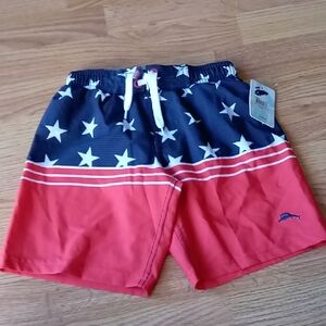 NWT Boys Swim Trunks, Patriotic, Flag, Sz 4